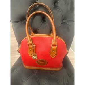 Dooney & Bourke Dome Satchel Red Leather Handbag Top Handle Bag Purse vintage